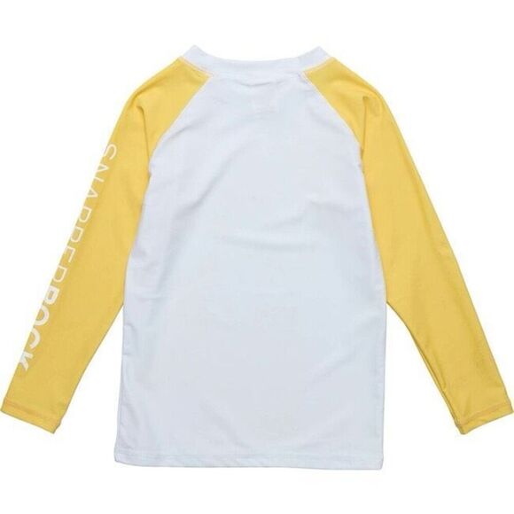 SNAPPER ROCK White Yellow Sleeve Sustainable LS Rash Top size 10 - Picture 2 of 6